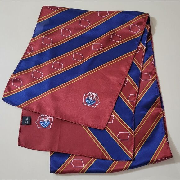 Red And Navy Stripe Iowa Silk Oblong Scarf - Picture 1 of 7